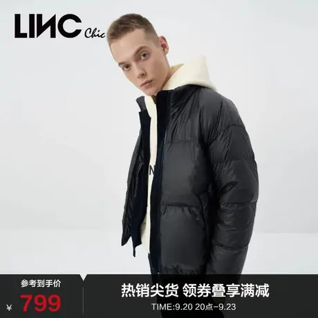 LINCCHIC金羽杰羽绒服男加厚皮质感CP情侣款短款羽绒服N22801106图片