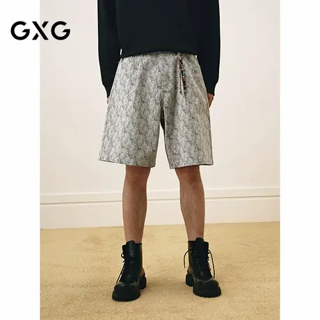 GXG男装 提花牛仔短裤蛇纹设计休闲短裤通勤男士裤 2025春季新品商品大图
