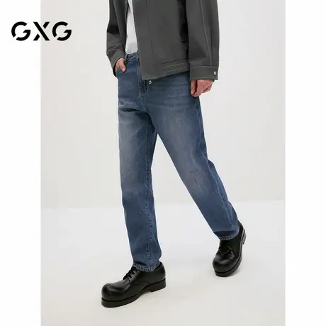 【X】GXG男装经典蓝色锥形牛仔裤男士修身长裤简约裤子2024秋季1图片