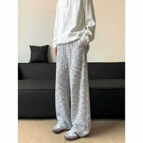 回力软糯慵懒风裤子男女春秋季2025新款垂坠感针织卫裤阔腿休闲裤商品大图