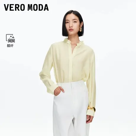 【来了就好】Vero Moda衬衫女2025秋季新含醋纤立体花朵纯色上衣商品大图