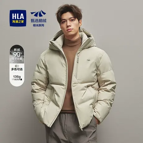 HLA/海澜之家保暖鹅绒羽绒服25秋冬新抽绳连帽印花休闲风外套男商品大图