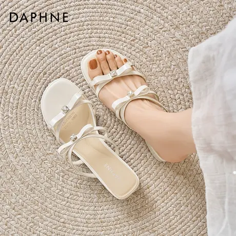 达芙妮法式凉鞋女2026春夏新款粗跟度假沙滩水钻高跟鞋不累脚女鞋图片