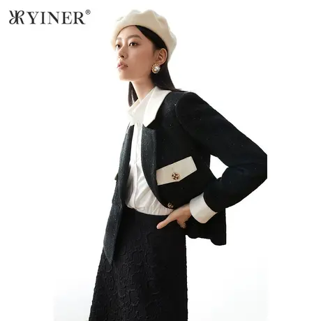 YINER音儿女装2021秋季新款气质通勤短外套商品大图