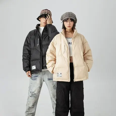 复古立领轻薄羽绒服女加厚冬季外套2023新款潮牌情侣装宽松面包服图片