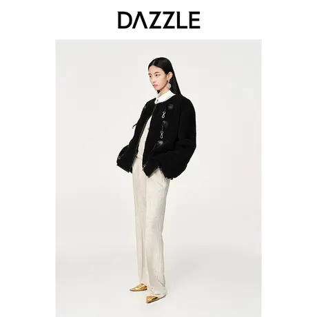 【七七酱专享】DAZZLE地素奥莱冬黑色高级感短款渔夫扣双面穿毛绒图片