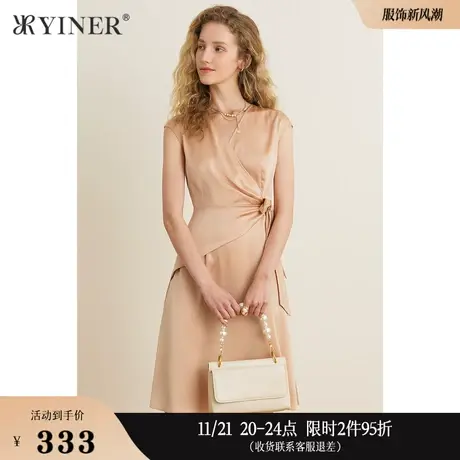 YINER音儿女装夏季V领收腰A字连衣裙图片