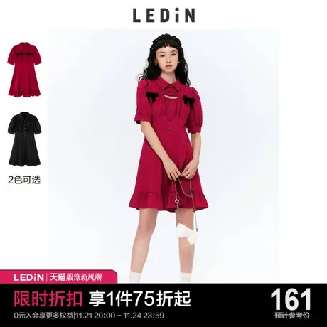 乐町蝴蝶结连衣裙2023春夏新款女装收腰C1FAC2108商品大图