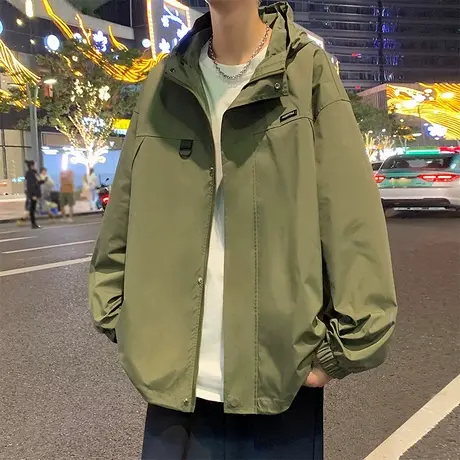 2024新款冲锋衣外套男春秋季户外连帽夹克美式潮牌机能百搭登山服商品大图