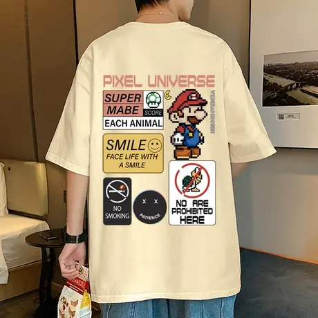 美式复古短袖T恤男夏季港风宽松纯棉体恤ins潮牌男装2024新款上衣商品大图