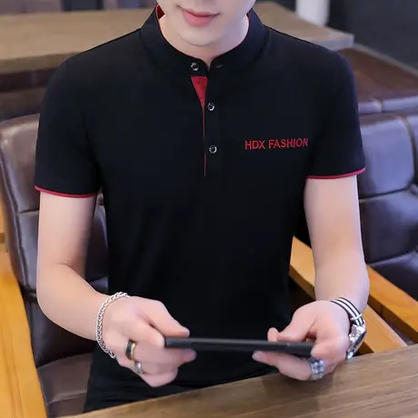 男士短袖T恤夏季新款修身时尚polo保罗衫立领青年2025年薄款半袖图片