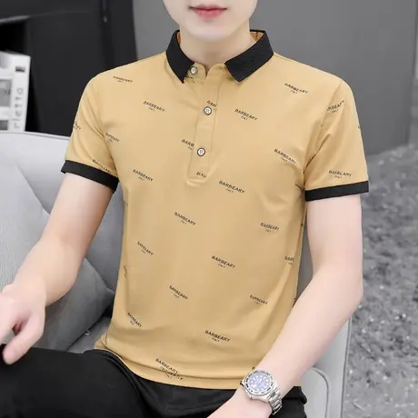 冰丝光棉polo衫保罗翻领短袖t恤男装2024新款夏季有领上衣服半袖图片