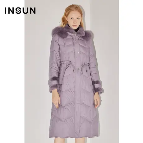 COVER冬季抽绳设计白鸭绒狐狸毛领羽绒服图片