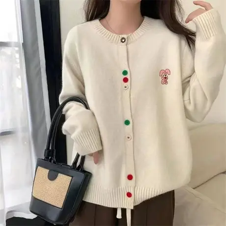 秋季针织衫韩版宽松百搭女上衣外套2023年新款早秋开衫毛衣女春秋图片