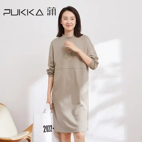 蒲PUKKA 女装运动休闲连衣裙春装新款绣花卫衣裙女商场同款图片