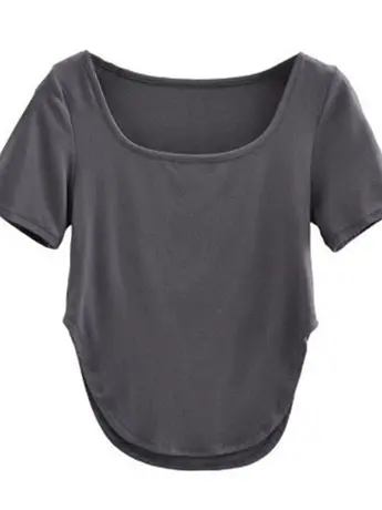 2023新款法式甜辣短款不规则纯欲辣妹方领短袖t恤女夏季正肩上衣商品大图