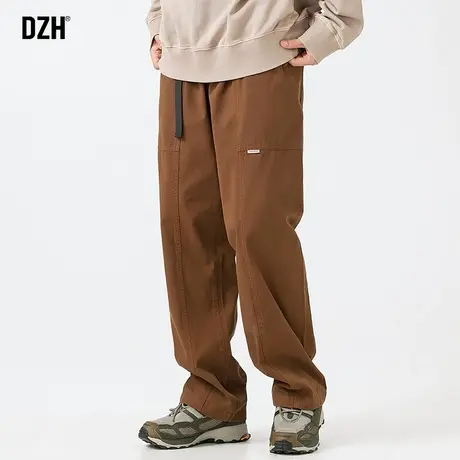 男士秋季纯棉休闲裤男直筒宽松2024年新款裤子美式高街机能工装裤商品大图