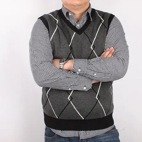 大依无忧潮胖简约特体大号加肥加大码棉线背心坎肩男宽肩背心胸围商品大图