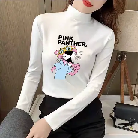 双面德绒别致甜辣风短款上衣洋气长袖女内搭紧身打底T恤女ins小衫商品大图