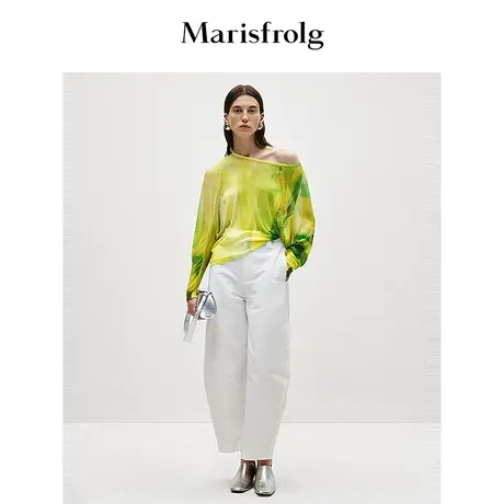 【艺术匠坊】玛丝菲尔春桑蚕丝时尚印花长袖T恤上衣女商品大图