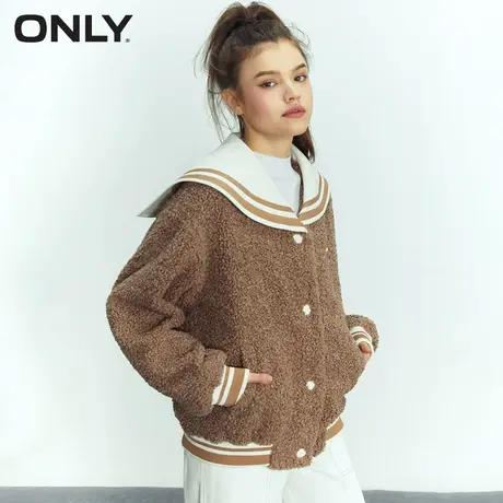 【元气珠珠】ONLY奥莱夏季时尚海军风宽松仿泰迪绒刺绣外套女商品大图