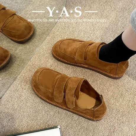 2024年春季新款复古时尚百搭魔术贴勃肯鞋平底舒适软底休闲单鞋女图片