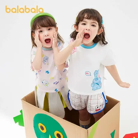 【U先】巴拉巴拉童装女童t恤儿童短袖衣服小童宝宝上衣纯棉商品大图