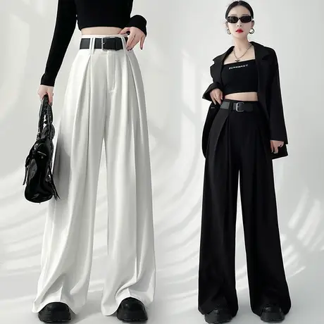 高级感超阔腿西装裤女春夏新款身材宽松显瘦休闲裤高腰垂感拖地裤图片