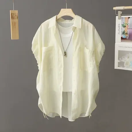 轻薄款轻薄防晒衫衬衫女中长款设计感小众防晒衣外套夏季外搭开衫图片