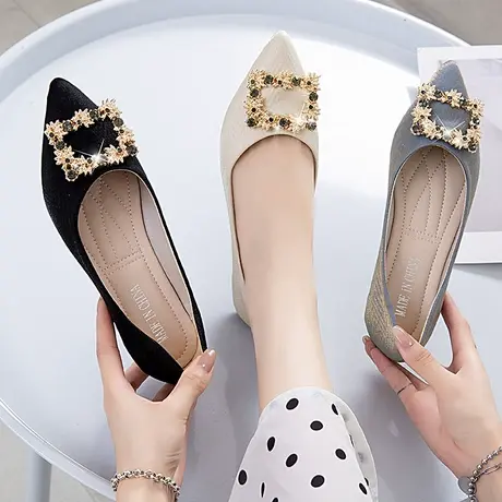 仙女风单鞋女2023年新款软底舒适浅口平底鞋配裙子夏季温柔豆豆鞋商品大图