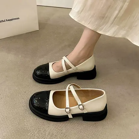 永希小皮鞋女夏季2023新款浅口配裙子粗跟仙女复古漆皮玛丽珍单鞋图片