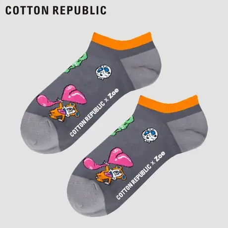 Cotton Republic/棉花共和国男士船袜 ZOE合作款深灰色情侣卡通袜图片