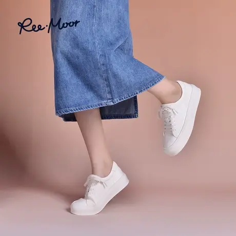 REEMOOR睿慕新款百搭松糕厚底小白鞋配裙子软底板鞋运动休闲鞋女图片