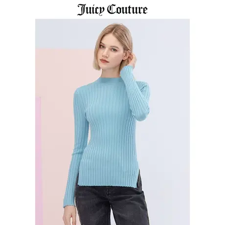 Juicy Couture橘滋美式秋冬新款刺绣LOGO羊毛打底衫修身套头衫图片