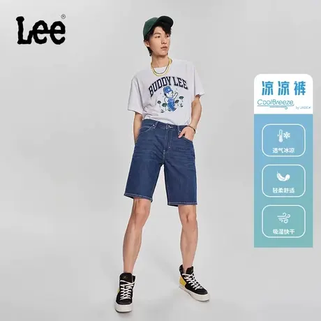 Lee商场同款23春夏新品凉感中浅蓝男牛仔短裤凉凉裤LMB100902200商品大图