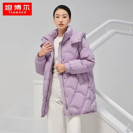 【专柜同款】坦博尔22新款羽绒服女中长款轻盈保暖外套冬TB331632图片