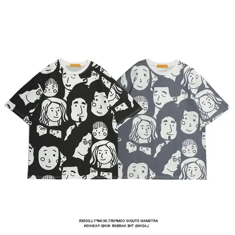 2023年春夏季新款大码情侣女装设计感小众上衣ins潮流宽松短袖t恤商品大图