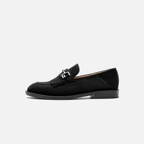 Nine West/玖熙2025年夏季新款乐福鞋女圆头绒面衔扣通勤百搭女鞋图片