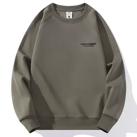 潮牌男女圆领运动卫衣大码宽松棉长袖T恤秋装上衣休闲黑色打底衫商品大图