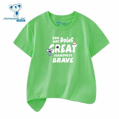 XD真维斯男童装2025夏季新款清新风卡通字母印花男款圆领短袖T恤图片