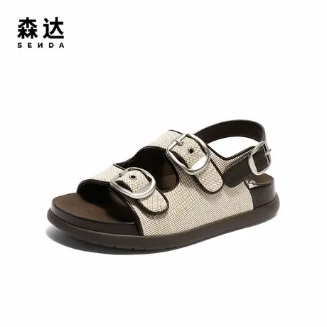 森达勃肯凉鞋女款2025夏季新款舒适厚底时尚休闲鞋ZTG65BL5图片