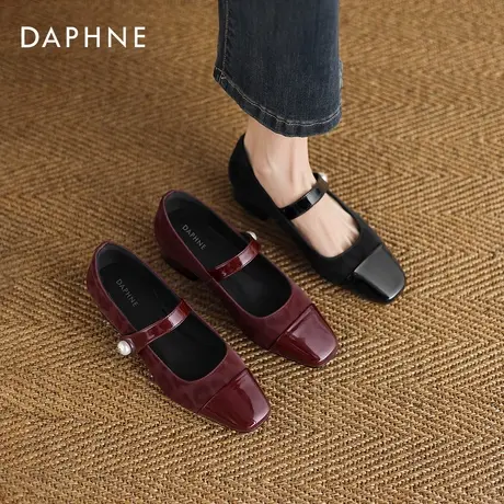 达芙妮单鞋女法式复古玛丽珍鞋2026年新款夏季方头气质豹纹小皮鞋图片