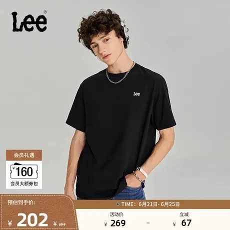 Lee商场同款春夏舒适版圆领字母小logo刺绣圆领男短袖T恤休闲潮流商品大图