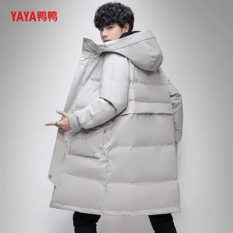 鸭鸭2024年冬季羽绒服男中长款休闲时尚连帽外套商品大图