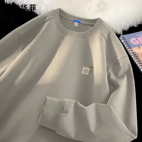 马克华菲重磅长袖t恤男秋季圆领基础款打底衫宽松外穿男装衣服潮X商品大图