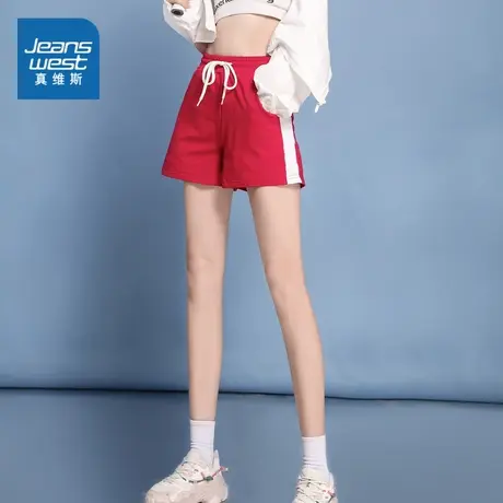 JZ真维斯2023秋季新款 女式系带舒适宽松休闲运动通勤打底短裤商品大图