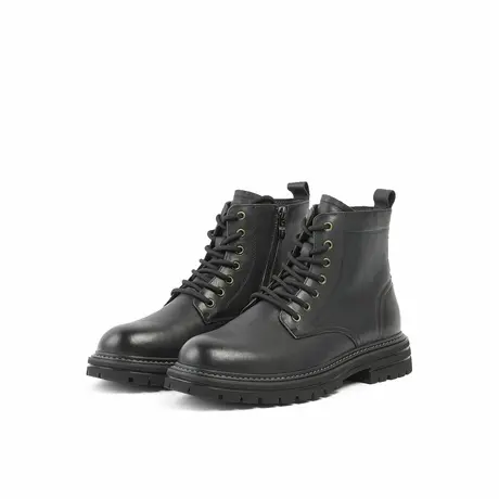 星期六复古马丁靴男冬季新款圆头厚底黑色短靴男靴SS24126007商品大图