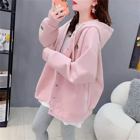 慵懒风连帽开衫卫衣女早秋2023年新款宽松洋气百搭设计感上衣外套商品大图