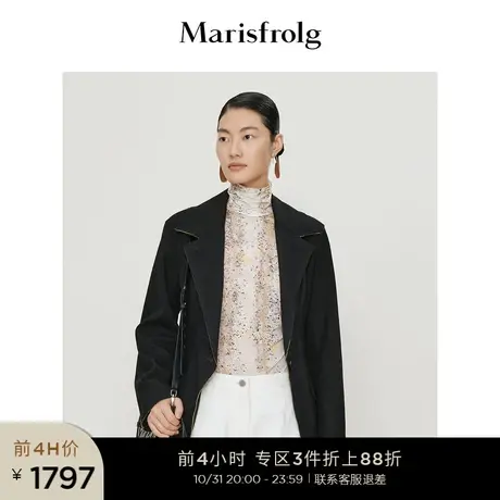 【质感羊毛外套】玛丝菲尔外套春季新款翻领经典收腰显瘦风衣外套商品大图