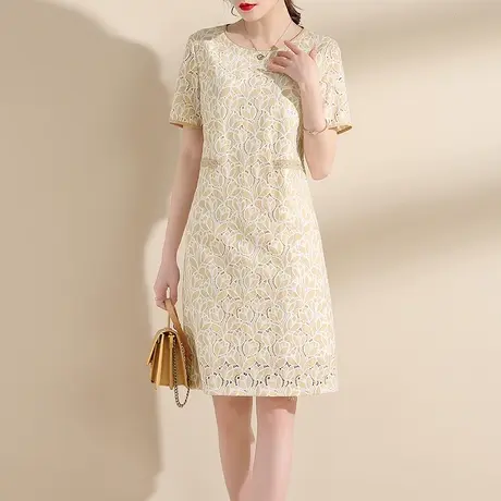 水墨青华夏季新品百搭宽松裙子时尚中长款短袖连衣裙商品大图